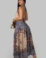 Bohemian Goddess Maxi Dress - Blue Multi - Palazzo Couture Online