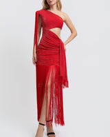 Golden Fringe Glam Cut-Out Maxi Dress - Black | Maxi Dress
