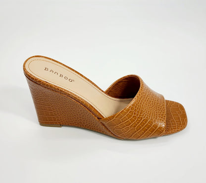 Dolce Vita Platform Heels Slide Sandals (Caramel)