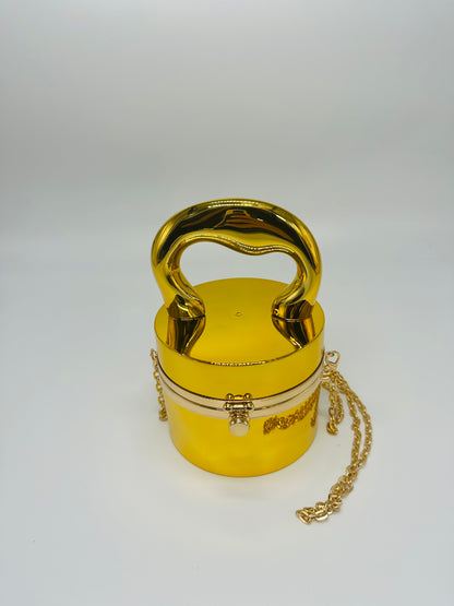 Luxe Metallic Gem Box Clutch (Gold)