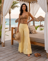 Coastal Goddess Wide-Leg Jumpsuit - Yellow