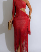 Golden Fringe Glam Cut-Out Maxi Dress - Black | Maxi Dress