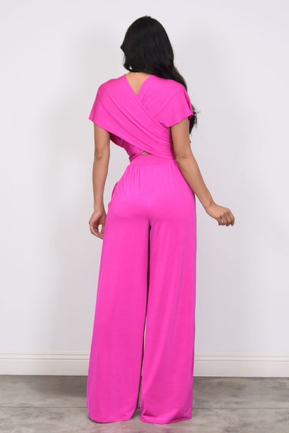 Chic Convertible Self Tie Jumpsuit (Fuchsia)