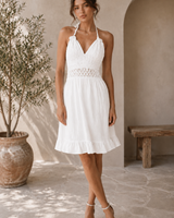 White Candy White Mini Dress with Crystal Mesh Details | Mini Dress