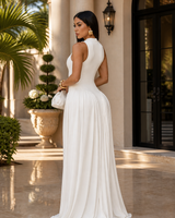 Sculpted Flow Maxi Dress - Ivory