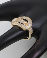 Bejeweled Buckle Statement Ring - Gold Clear