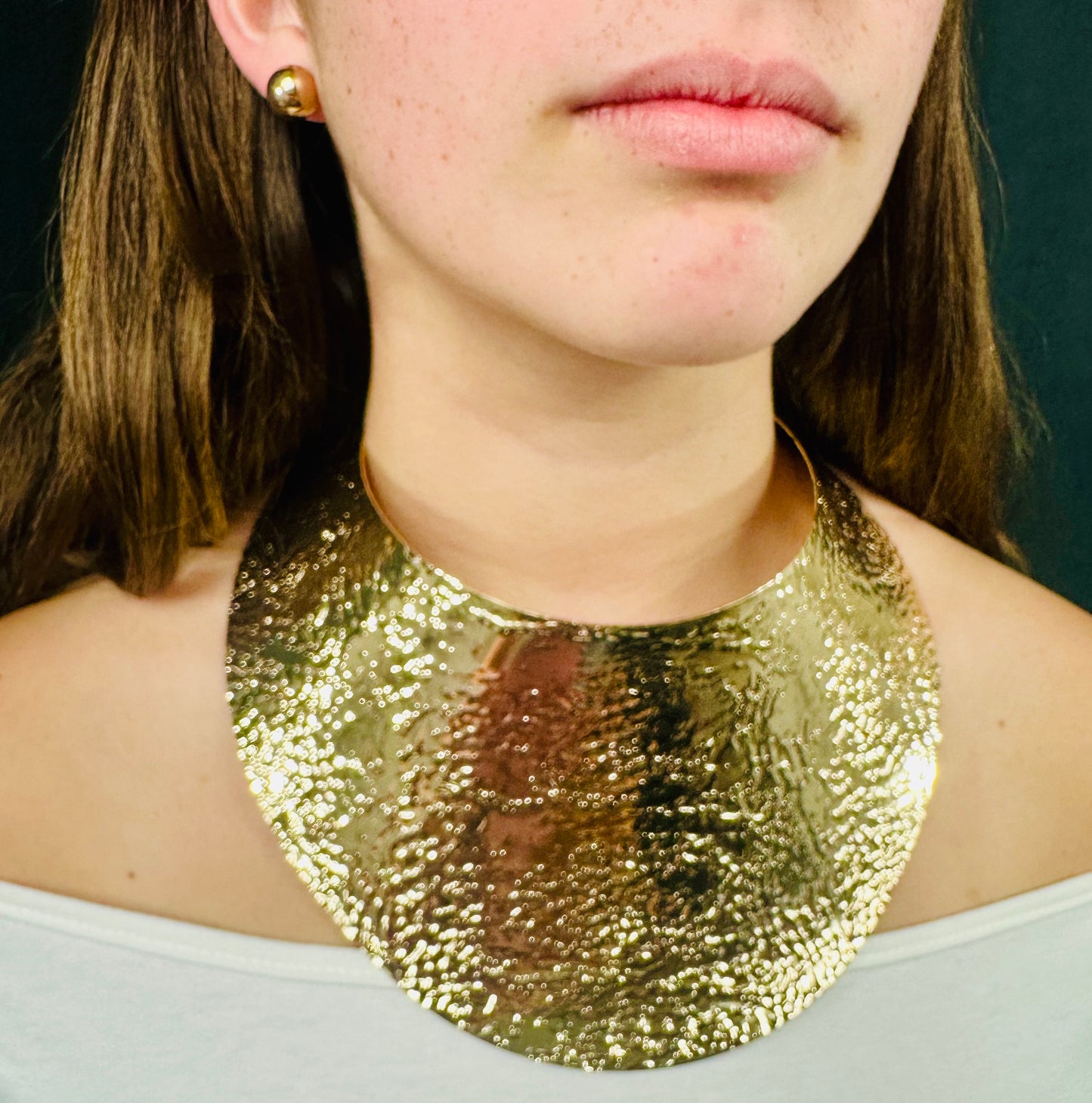 Modern Art Deco Collar Necklace and Stud Set (Gold)