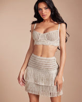 Island Muse Fringe Set - Natural - Palazzo Couture Online