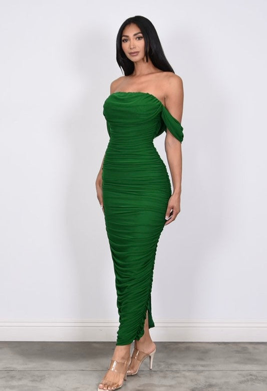 Enchanting Allure Ruched Gown (Green)