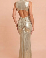 Celestial Braided Metallic Gown - Gold | Women's Maxi Dress