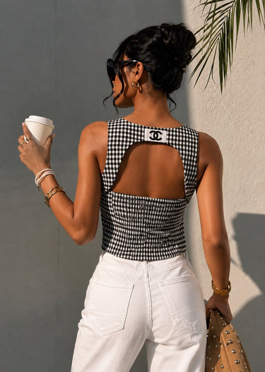 Monaco Gingham Open Back Top