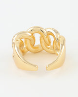 Pavé Curb Chain Statement Ring - Gold Clear