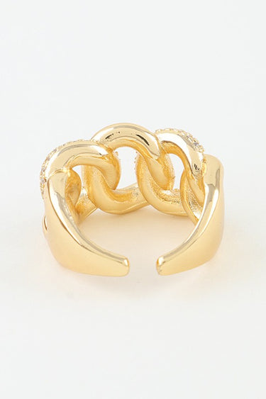 Pavé Curb Chain Statement Ring - Gold Clear
