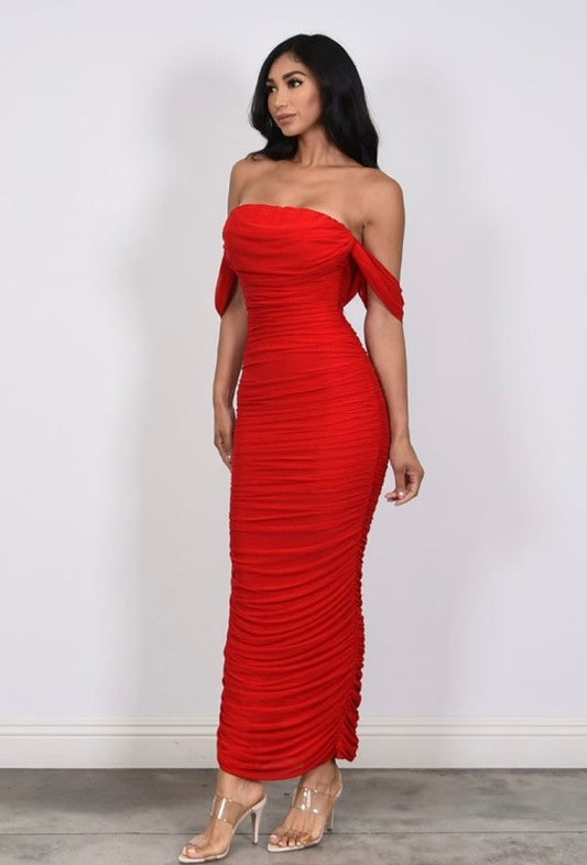 Enchanting Allure Ruched Gown (Red)