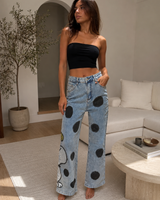 Snoopy Graphic Stretch Wide-Leg Jeans | Palazzo Couture