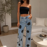 Snoopy Graphic Stretch Wide-Leg Jeans | Palazzo Couture