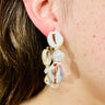 Natural boho earrings with cowrie shells and pearl-like beads