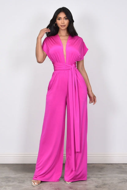 Chic Convertible Self Tie Jumpsuit (Fuchsia)