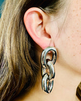 Elegant silver link hoop earrings for women