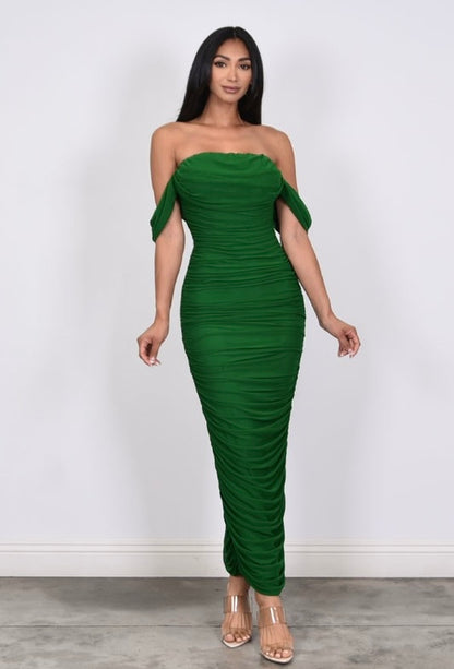 Enchanting Allure Ruched Gown (Green)