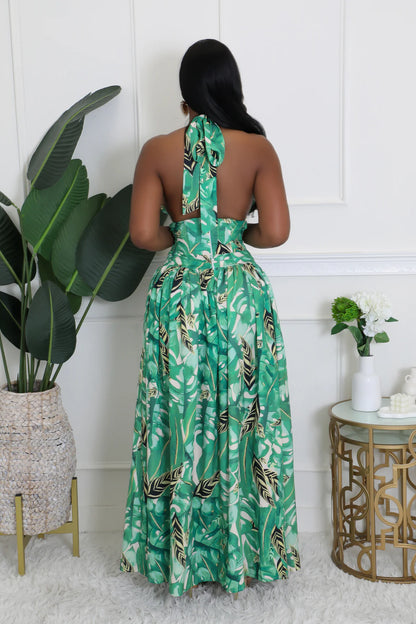 Tropical Allure Cutout Summer Maxi Dress