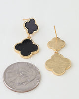 Black Double Clover Drop Earrings