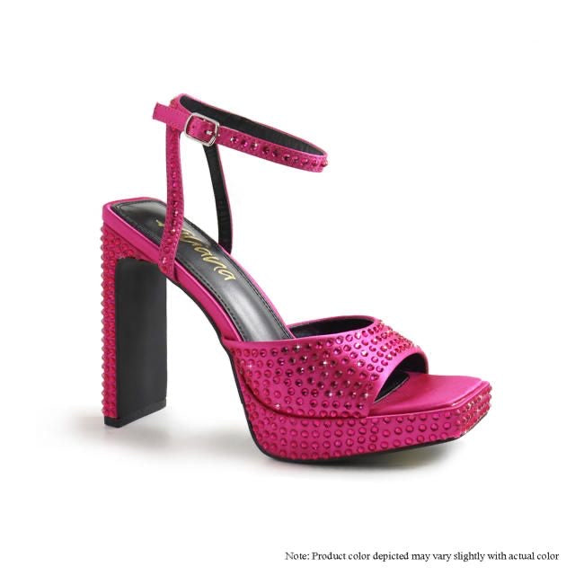 Rhinestone Platform Dress Shoes (Hot Pink)