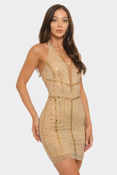 Nude Glam Luxe Mini Dress Nude | Women's Mini Dress