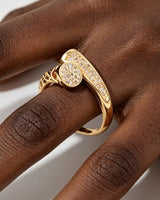 Bejeweled Crystal Vine Wrap Ring -Gold Clear