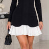 Ribbed Knit 2-in-1 Mini Sweater Dress | Shirt Collar Layered Look | V-