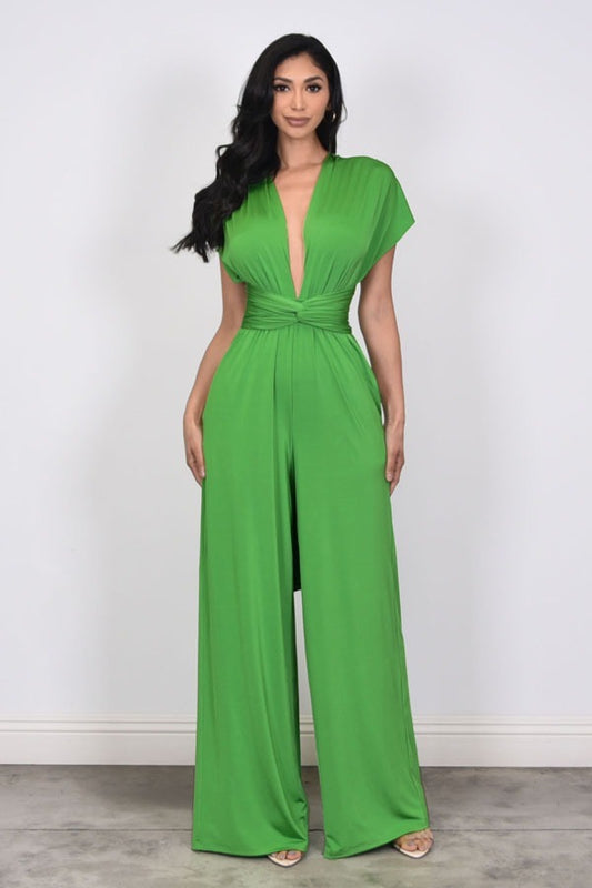 Chic Convertible Self Tie Jumpsuit (Green)