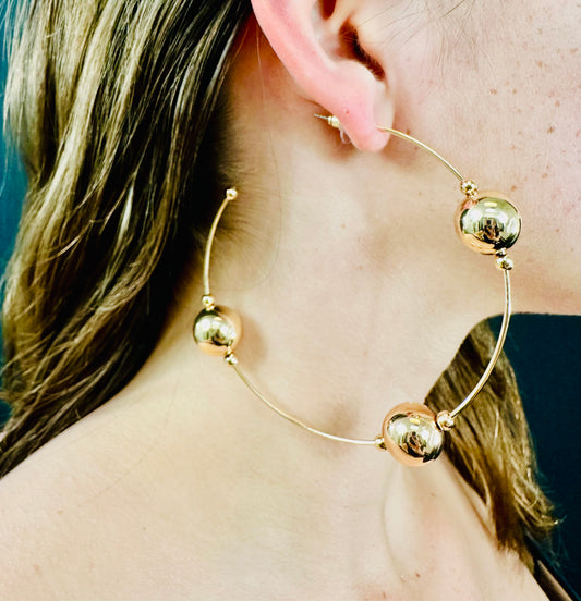 Orbital Sphere Hoops Earrings (Gold)