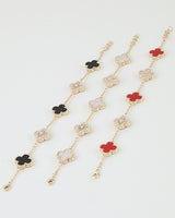 Cubic Zirconia Marble Stone Clover Charm Bracelet | Palazzo Couture