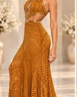Sequin Mock Neck Maxi Dress (Black) - Palazzo Couture Online