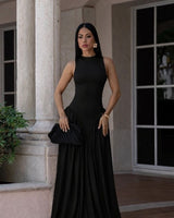 Sculpted Flow Maxi Dress - Black