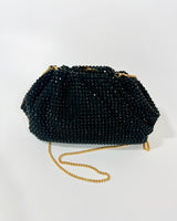 Luxe evening clutch in black with bead embellishments