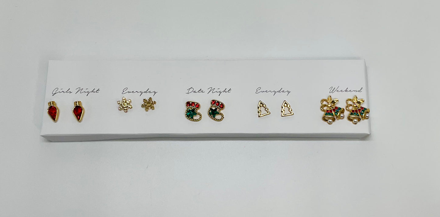 Christmas Earrings Box Bells (Five Pairs)