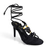 Assa Lace-Up Beaded Heels Black