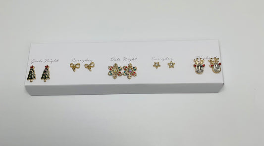 Christmas Earrings Box Rudolf (Five Pairs)