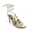 Assa Lace-Up Beaded Heels Gold