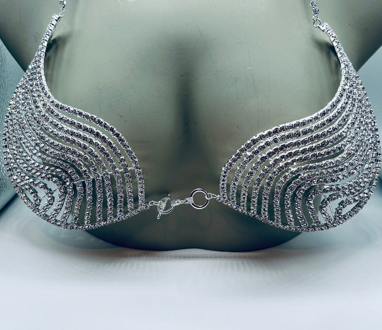 Sexy  Rhinestones Bra (Silver)