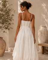 Ethereal Blossom High-Low Dress – White