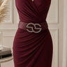Rhinestone GO Charm Elastic Belt (Cognac)