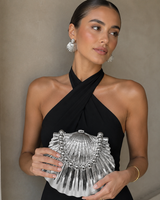 Shell Luxe Clutch Silver | Women's