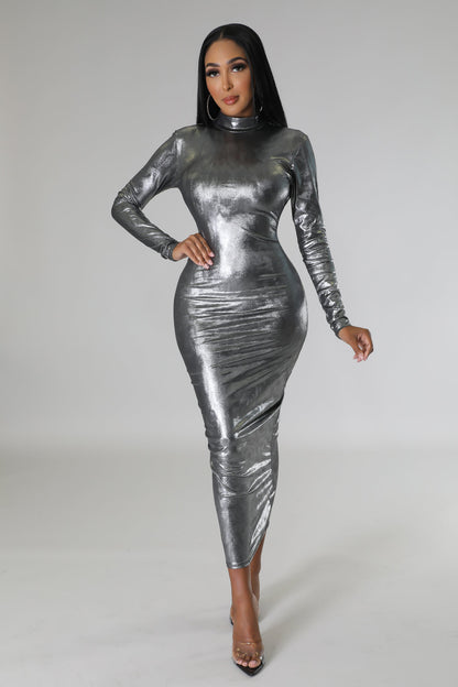 Timeless Chic Maxi Dress (Silver)