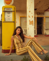 Golden Bloom Draped Jumpsuit Golden Mustard | Women's