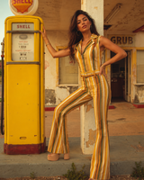 Golden Bloom Draped Jumpsuit Golden Mustard | Women's