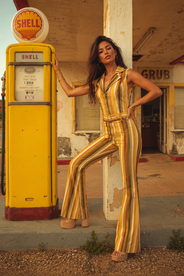 Golden Bloom Draped Jumpsuit Golden Mustard | Women's