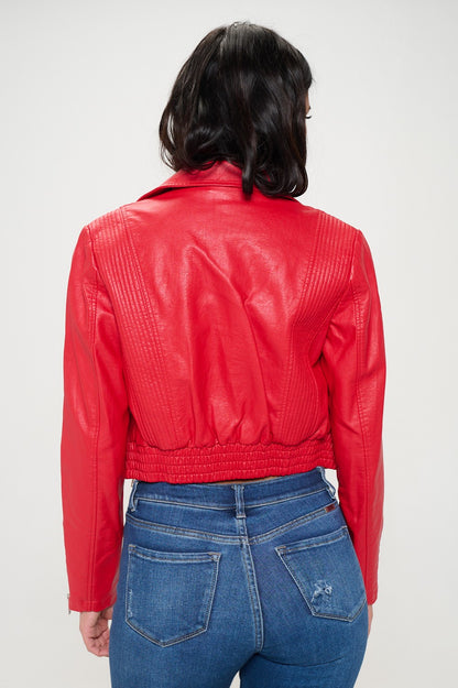 Crimson Chic Biker Jacket (Red)