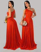 Sculpted Flow Maxi Dress - Tomato Cherry